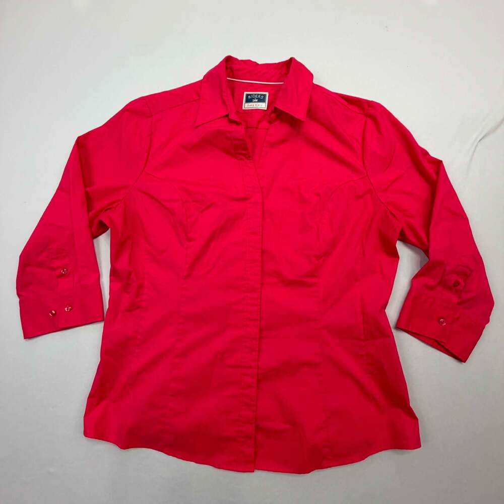 Riders by Lee Easy Care 3/4 Sleeve Button-Down Shirt, Size Large